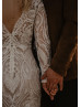 Long Sleeves Ivory Lace Bohemian Wedding Dress